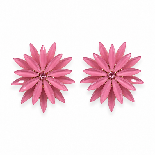 Vintažiniai stiklo auskarai „Flowers“ ✨- Rose Quartz