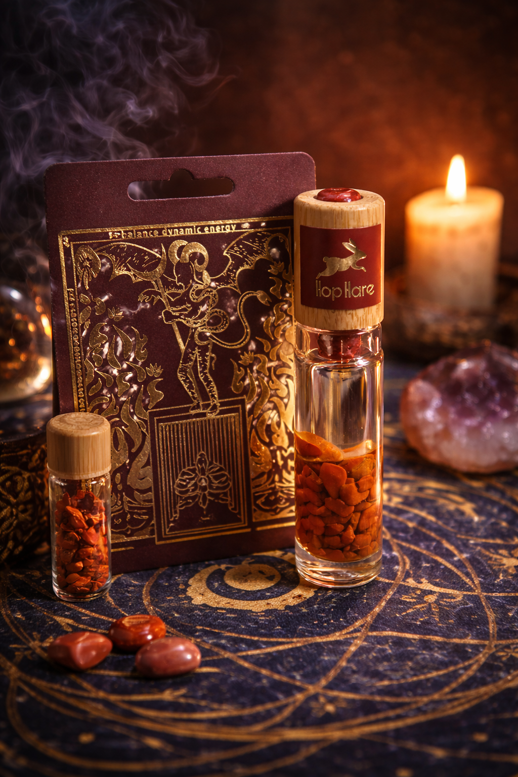 Ritualinis aliejus su kristalu – UGNIS (Raudonasis jaspis) 10 ml