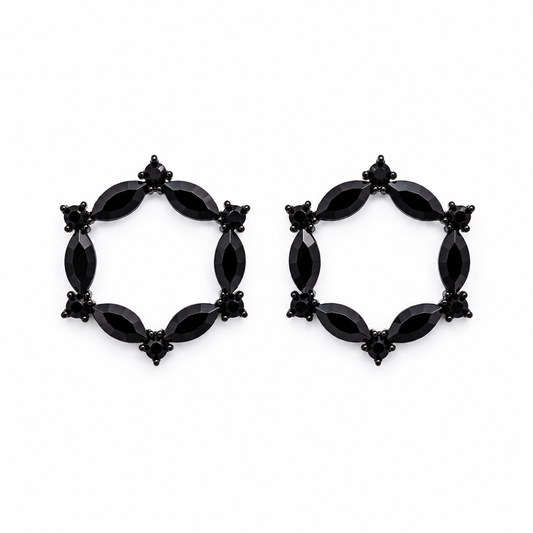 Vintažiniai stiklo auskarai „Loop“ ✨- Jet Black