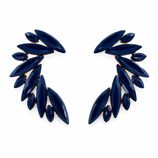 Vintažiniai stiklo auskarai „Angel Wings“ ✨- Royal Blue