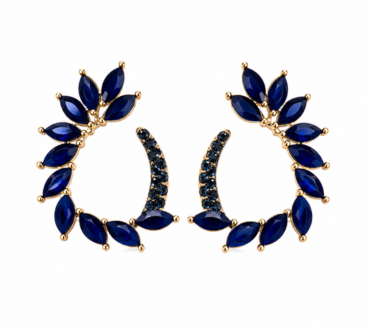Vintažiniai stiklo auskarai „Loop“ ✨- Royal Blue