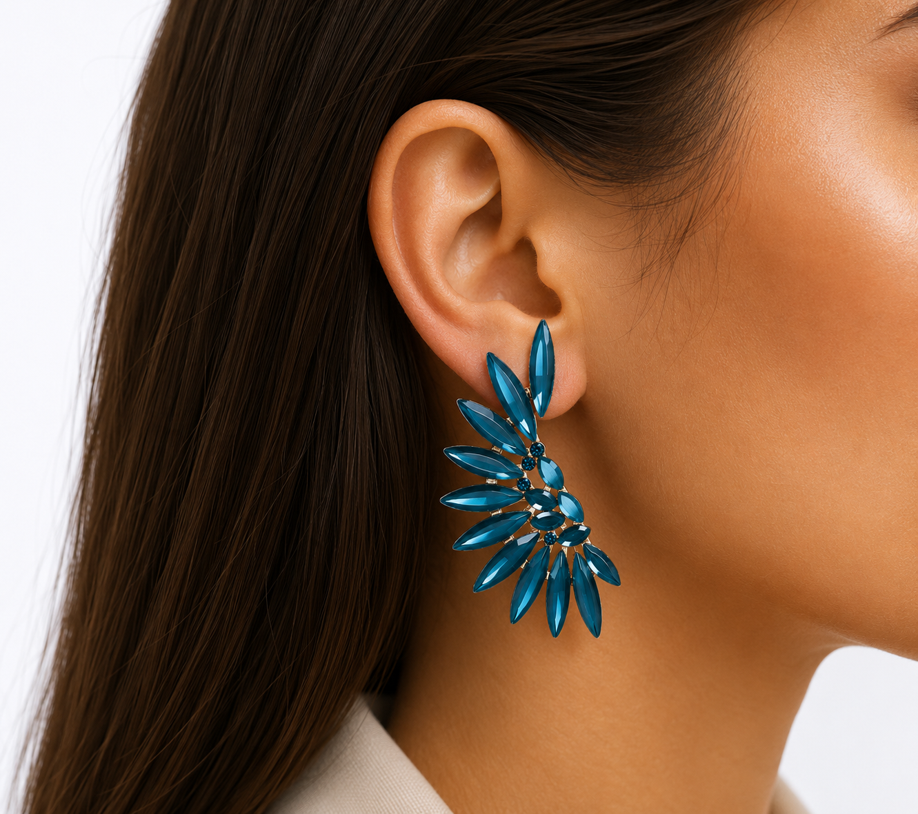 Vintažiniai stiklo auskarai „Angel Wings“ ✨- Teal Green