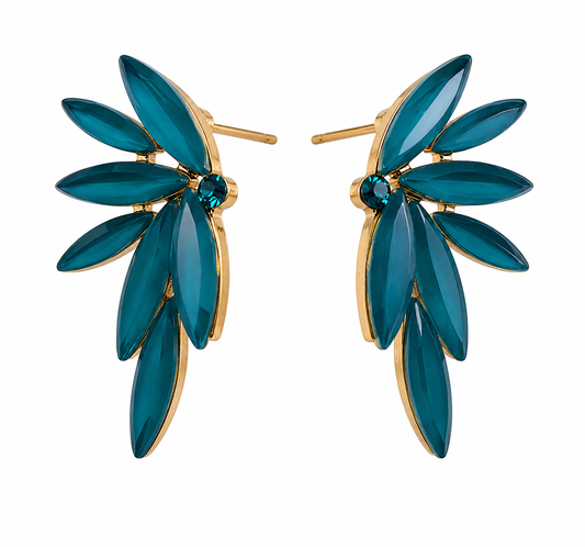Vintažiniai stiklo auskarai „Fairies“ ✨- Teal Green