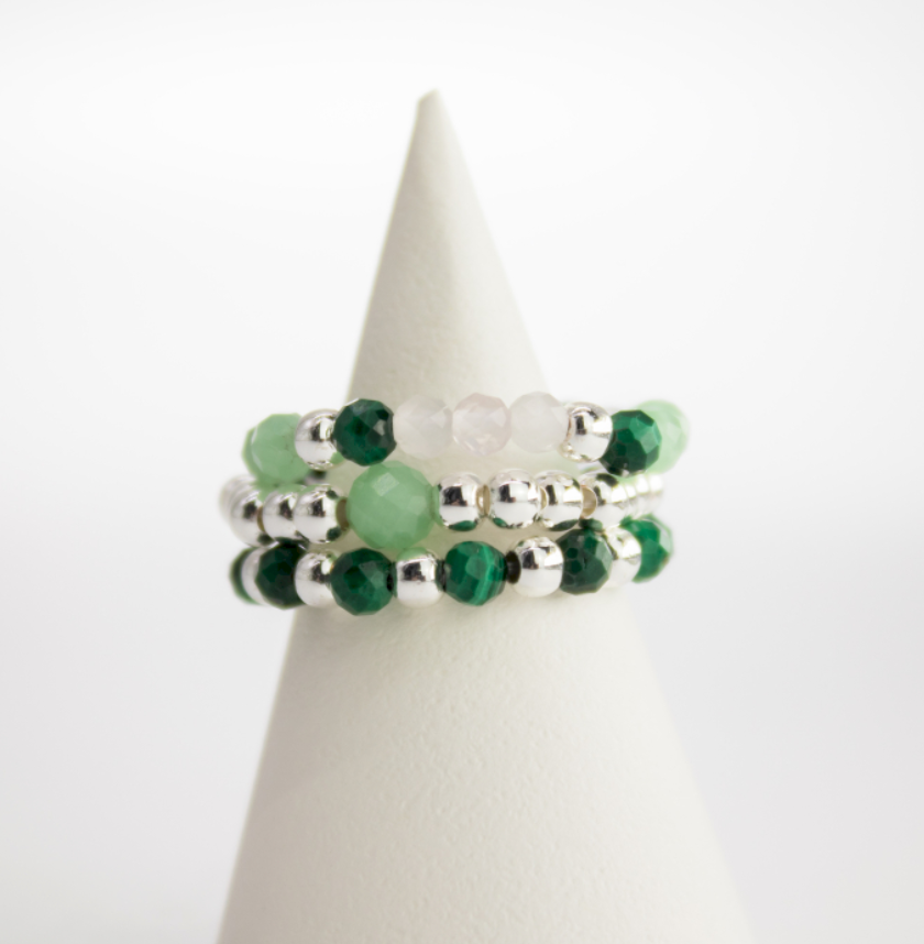 NYMPH SPIRIT: Natūralių akmenų žiedų rinkinys – Miško dvasia 🌿💍