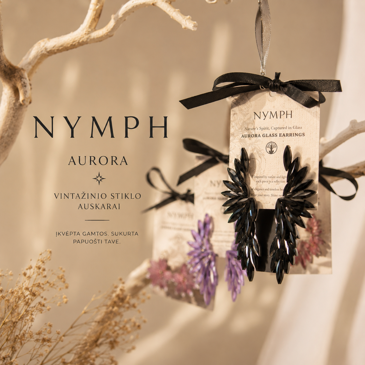 NYMPH AURORA: Vintažiniai stiklo auskarai✨
