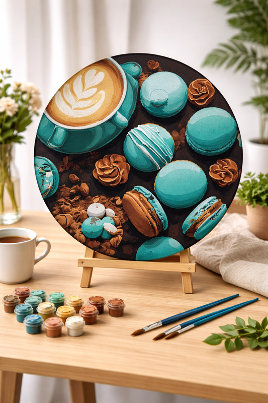 Tapyba pagal skaičius – apvalus: LĖTAS MALONUMAS ⌀ 39 cm