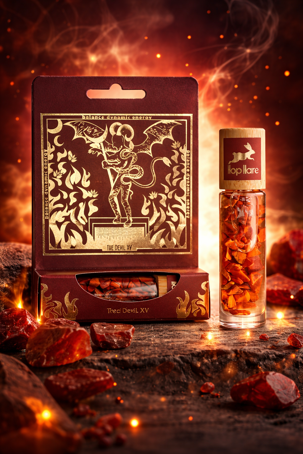 Ritualinis aliejus su kristalu – UGNIS (Raudonasis jaspis) 10 ml