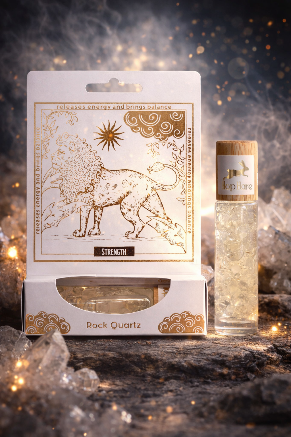 Ritualinis aliejus su kristalu – LIŪTAS (Kalnų kvarcas) 10 ml