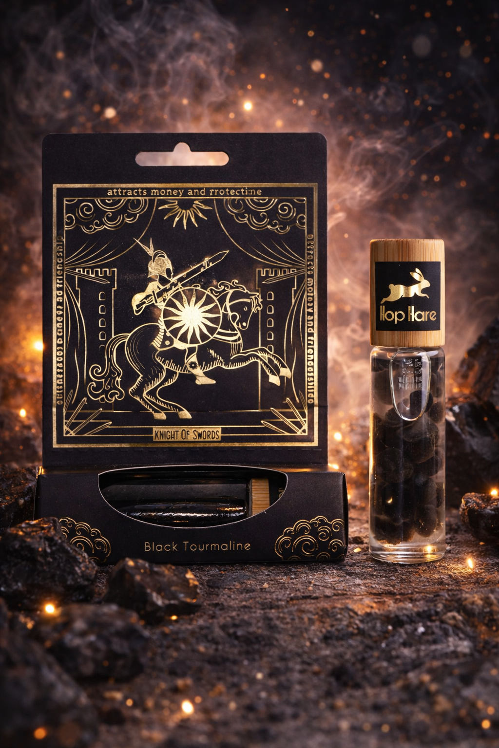 Ritualinis aliejus su kristalu – ARKLYS (Juodasis turmalinas) 10 ml