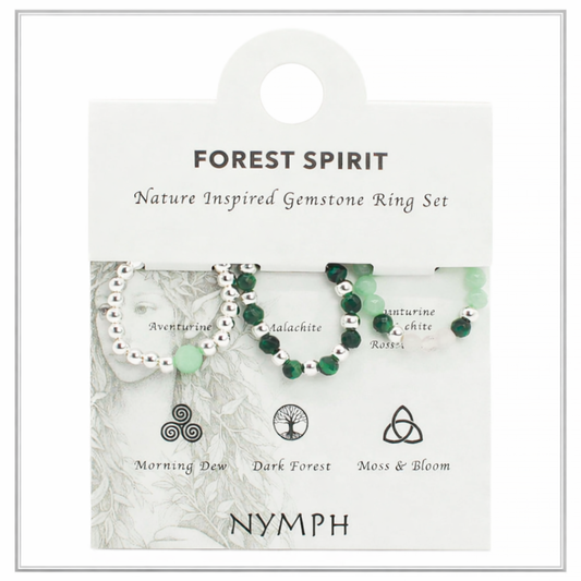 NYMPH SPIRIT: Natūralių akmenų žiedų rinkinys – Miško dvasia 🌿💍