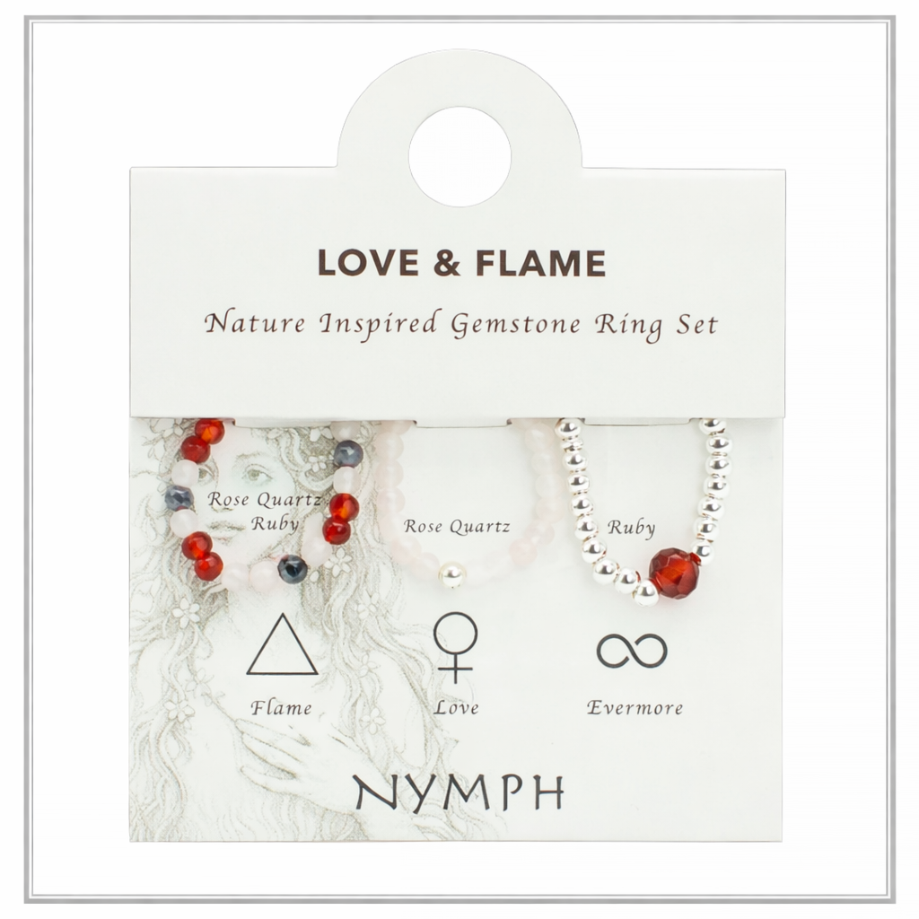 NYMPH SPIRIT: Natūralių akmenų žiedų rinkinys - Meilė ir liepsna ❤️🔥