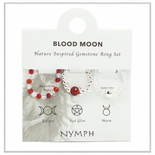 NYMPH SPIRIT: Natūralių akmenų žiedų rinkinys - Krūvinasis mėnulis 🌕❤️