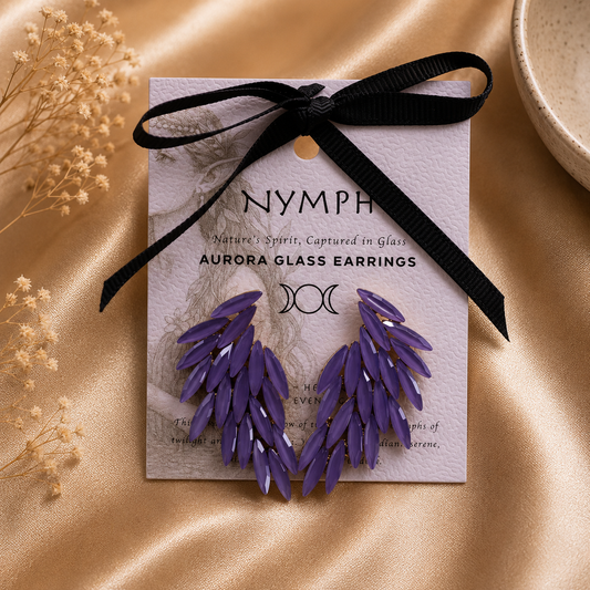 Vintažiniai stiklo auskarai „Angel Wings“ ✨- Lavender