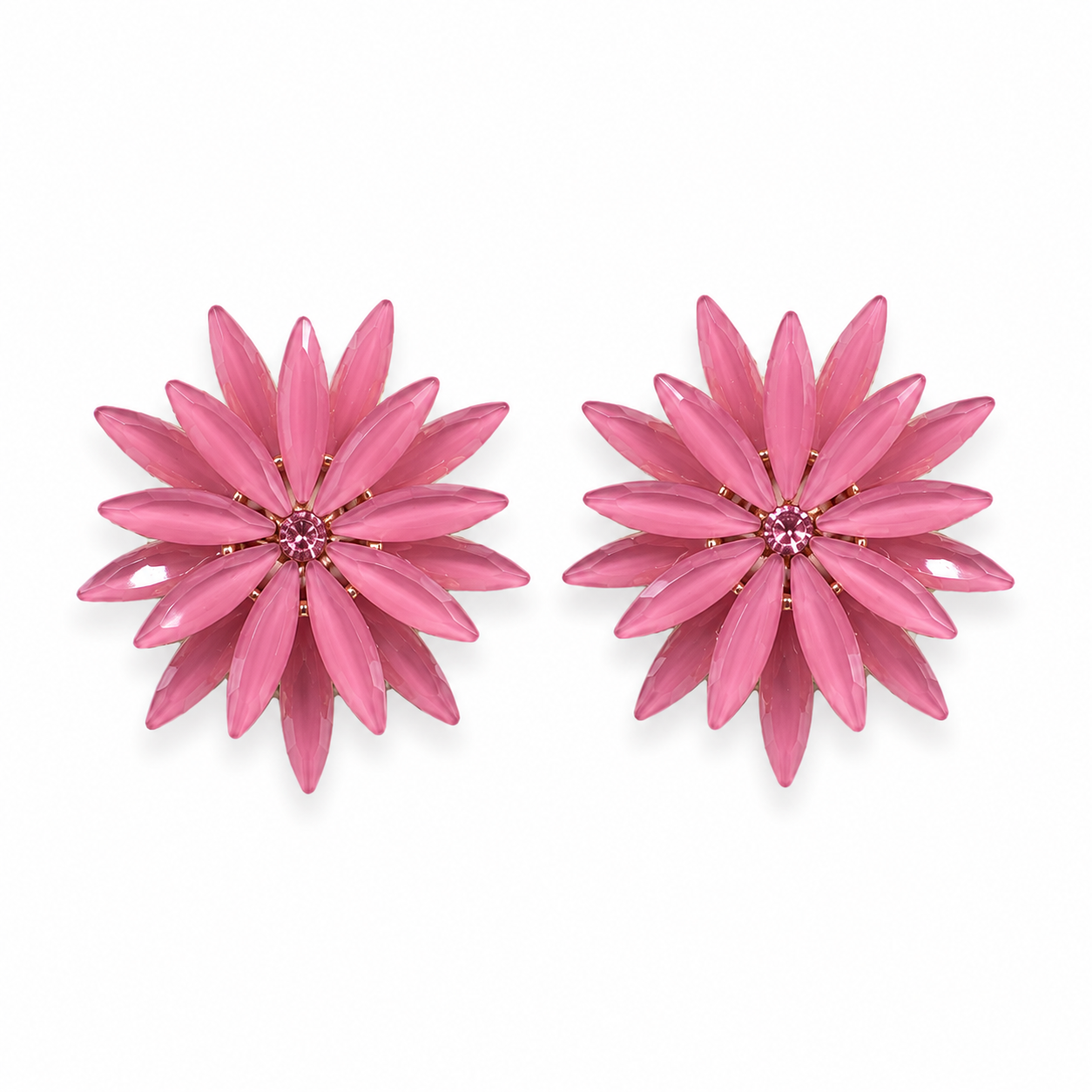 Vintažiniai stiklo auskarai „Flowers“ ✨- Rose Quartz