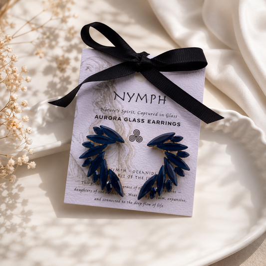 Vintažiniai stiklo auskarai „Angel Wings“ ✨- Royal Blue