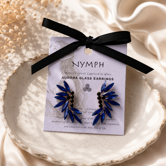 Vintažiniai stiklo auskarai „Fairies“ ✨- Royal Blue