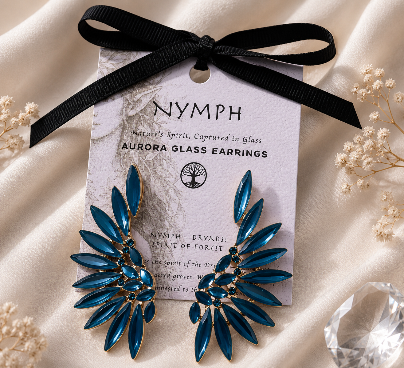 Vintažiniai stiklo auskarai „Angel Wings“ ✨- Teal Green