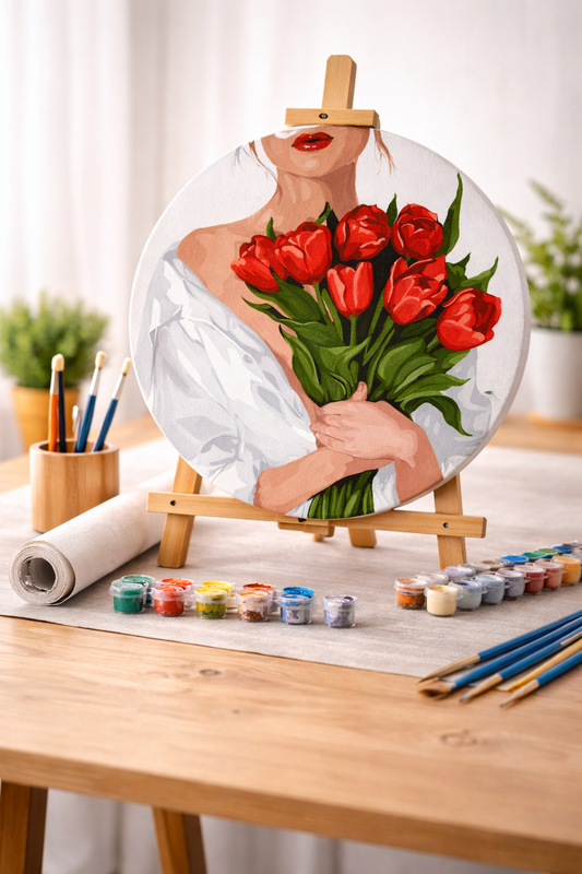 Paint by numbers – round: LOVE WITHOUT WORDS ⌀ 26 cm