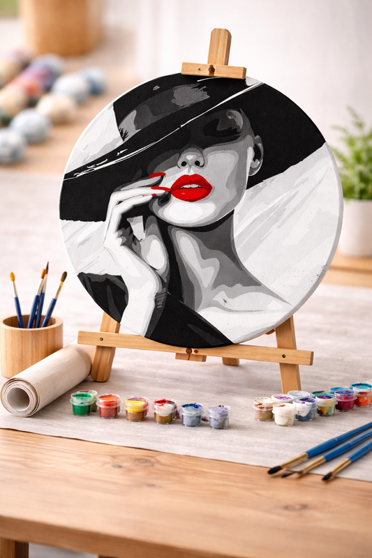 Tapyba pagal skaičius – apvalus: DAMA  ⌀ 26 cm