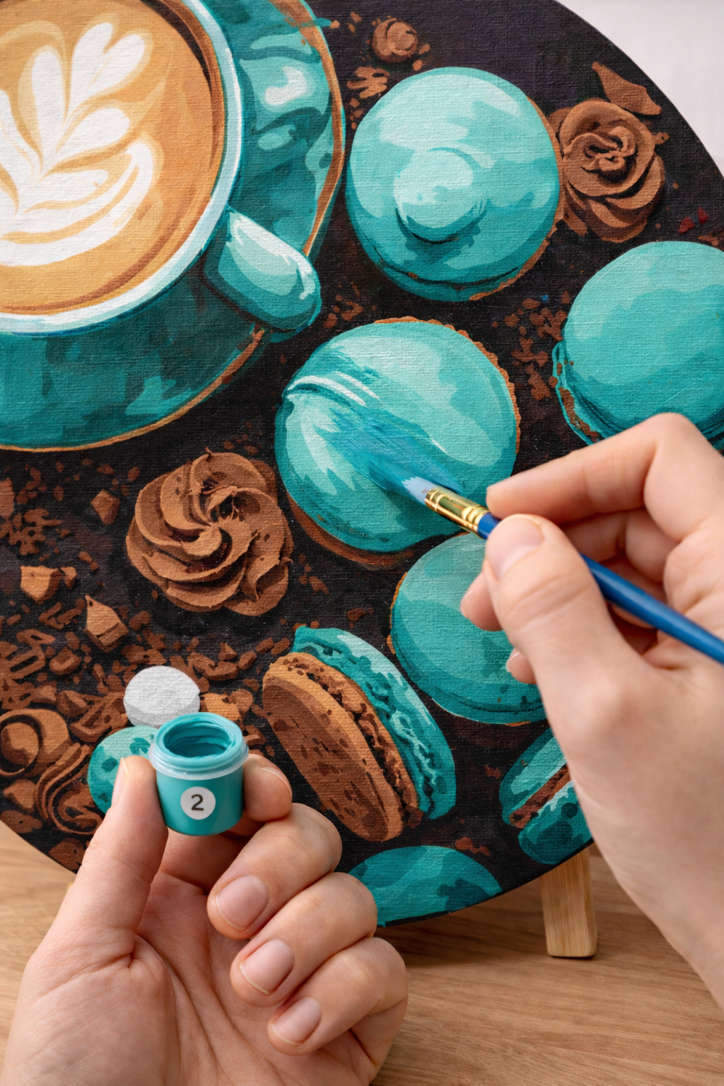 Tapyba pagal skaičius – apvalus: LĖTAS MALONUMAS ⌀ 39 cm