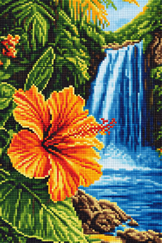 Deimantinė mozaika: TROPIKŲ KRIOKLYS 30x40 cm