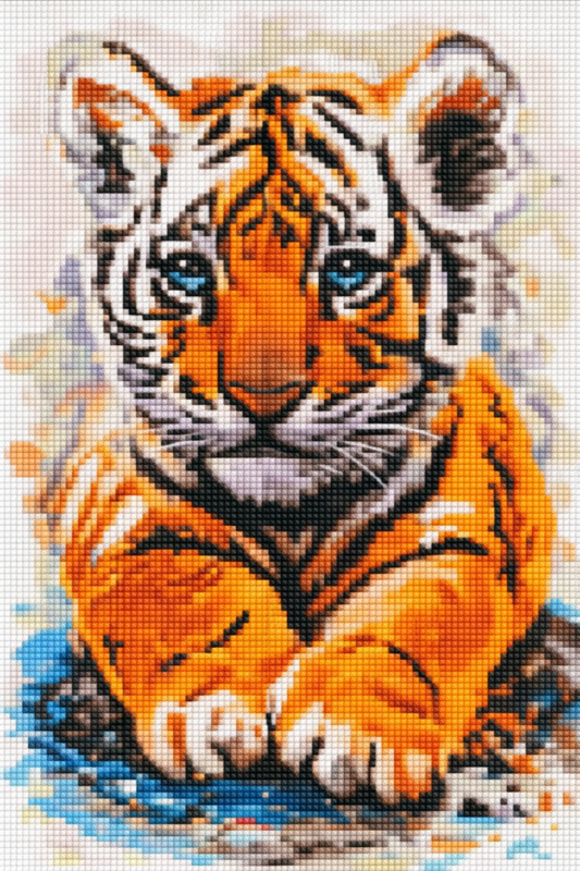 Deimantinė mozaika: MAŽAS TIGRIUKAS 30x40 cm