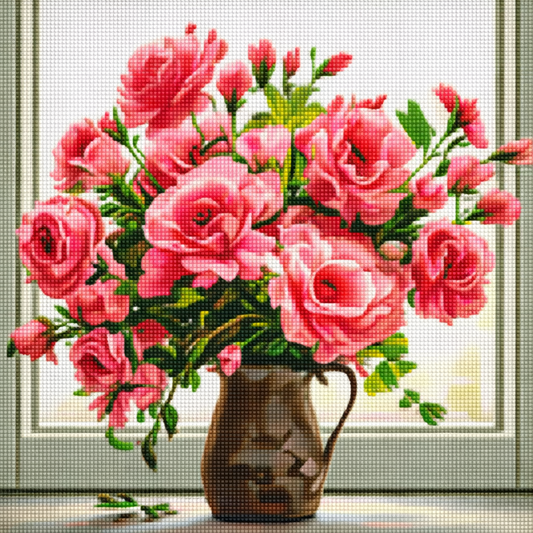 Deimantinė mozaika: GĖLIŲ PUOKŠTĖ 40x40 cm