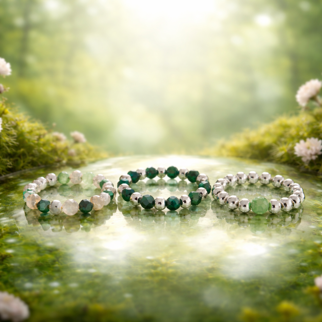 NYMPH SPIRIT: Natūralių akmenų žiedų rinkinys – Miško dvasia 🌿💍