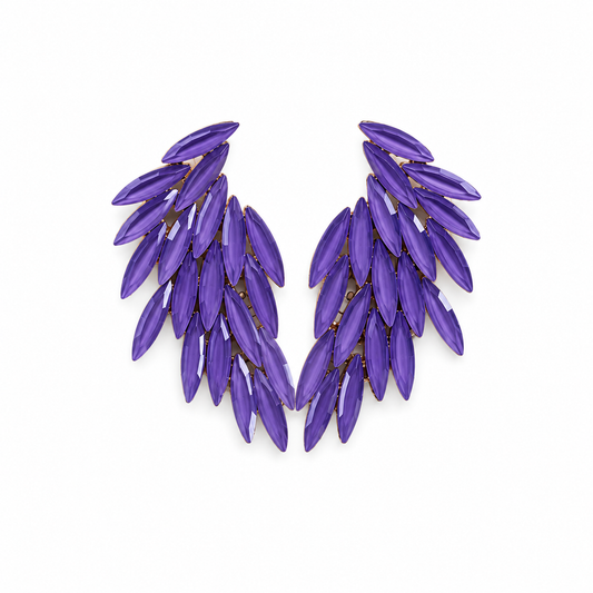 Vintažiniai stiklo auskarai „Angel Wings“ ✨- Lavender
