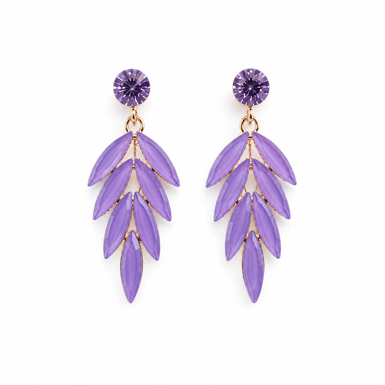 Vintažiniai stiklo auskarai „Fairies“ ✨- Lavender
