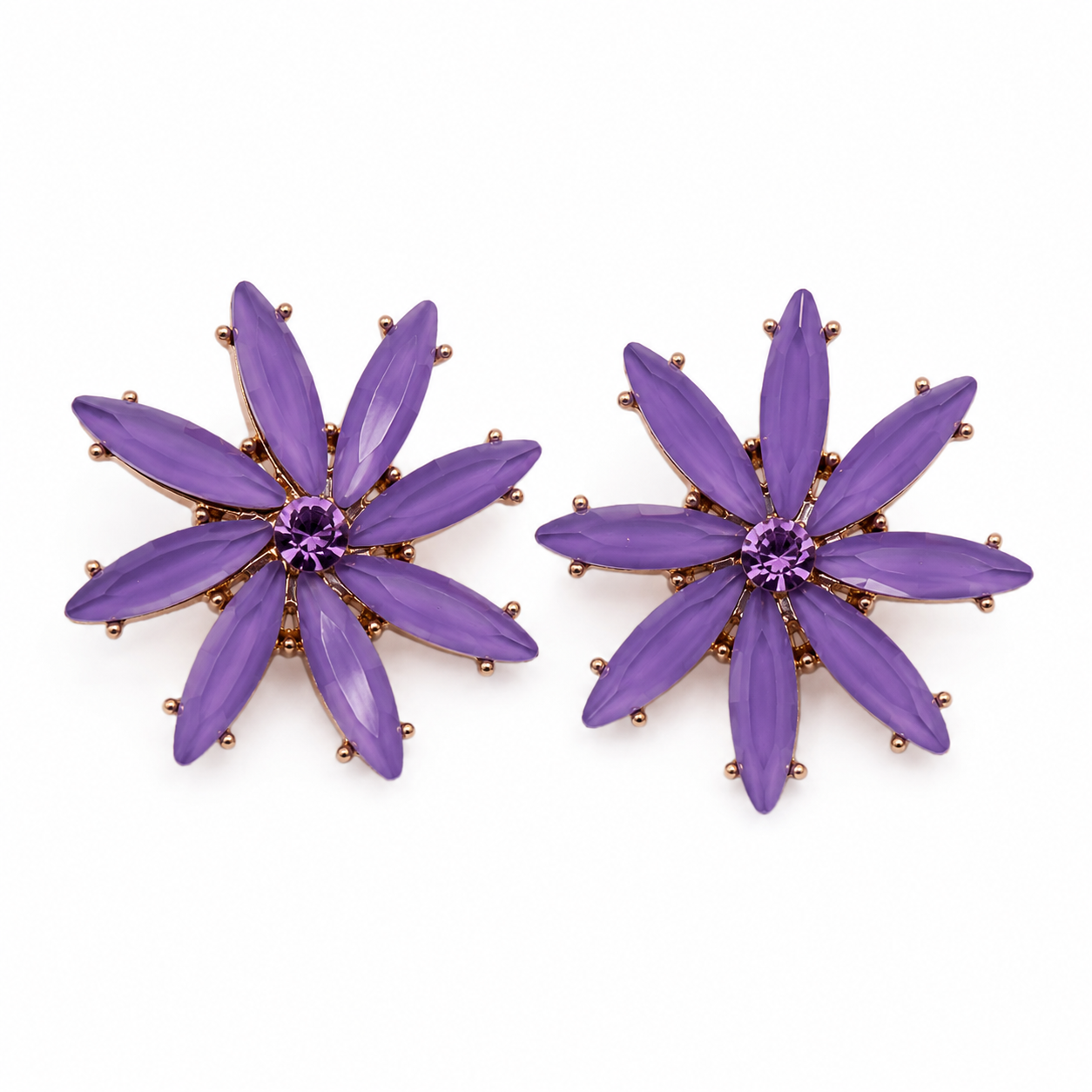 Vintažiniai stiklo auskarai „Flowers“ ✨- Lavender