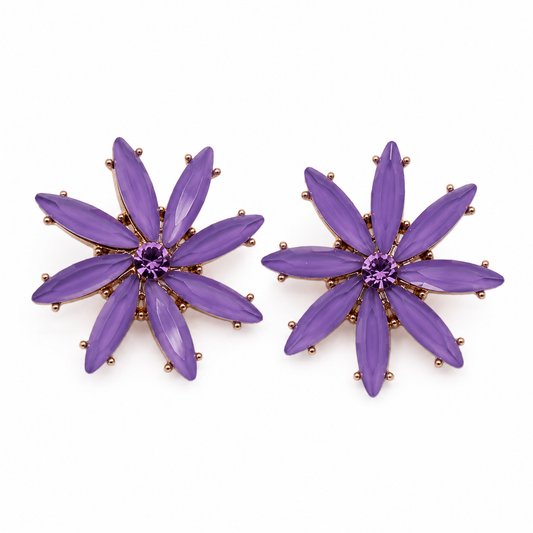 Vintažiniai stiklo auskarai „Flowers“ ✨- Lavender