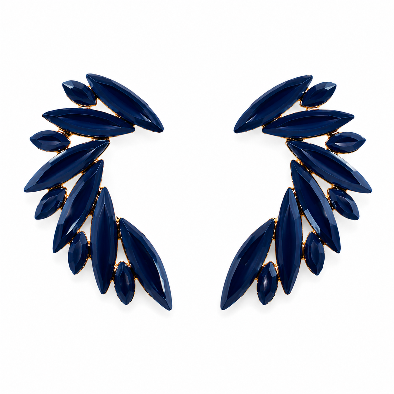 Vintažiniai stiklo auskarai „Angel Wings“ ✨- Royal Blue