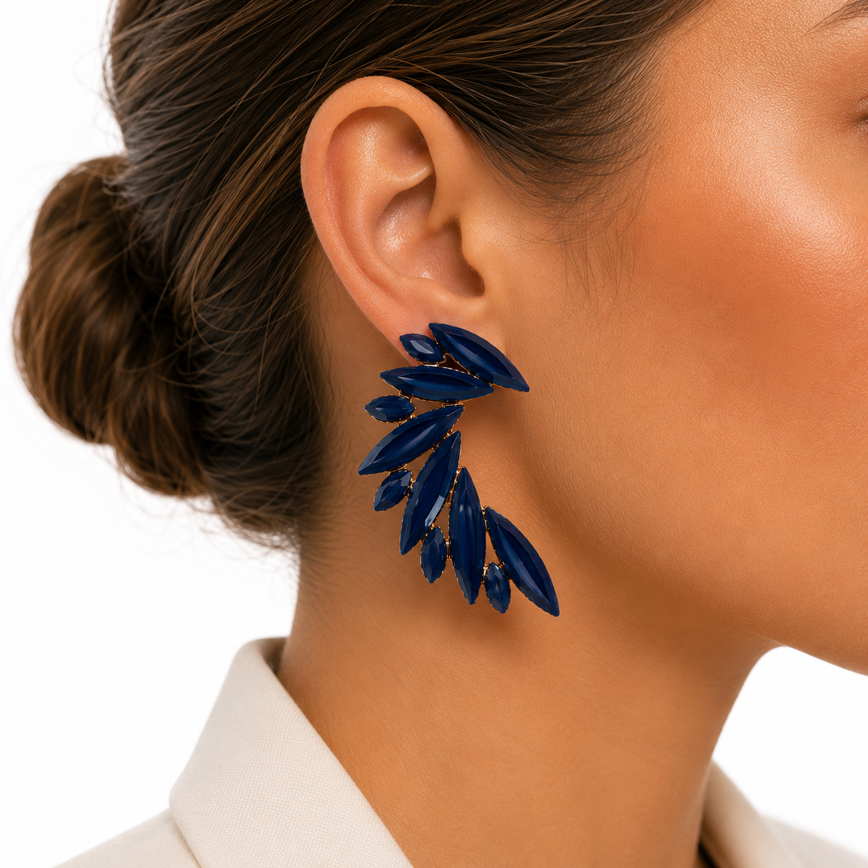 Vintažiniai stiklo auskarai „Angel Wings“ ✨- Royal Blue