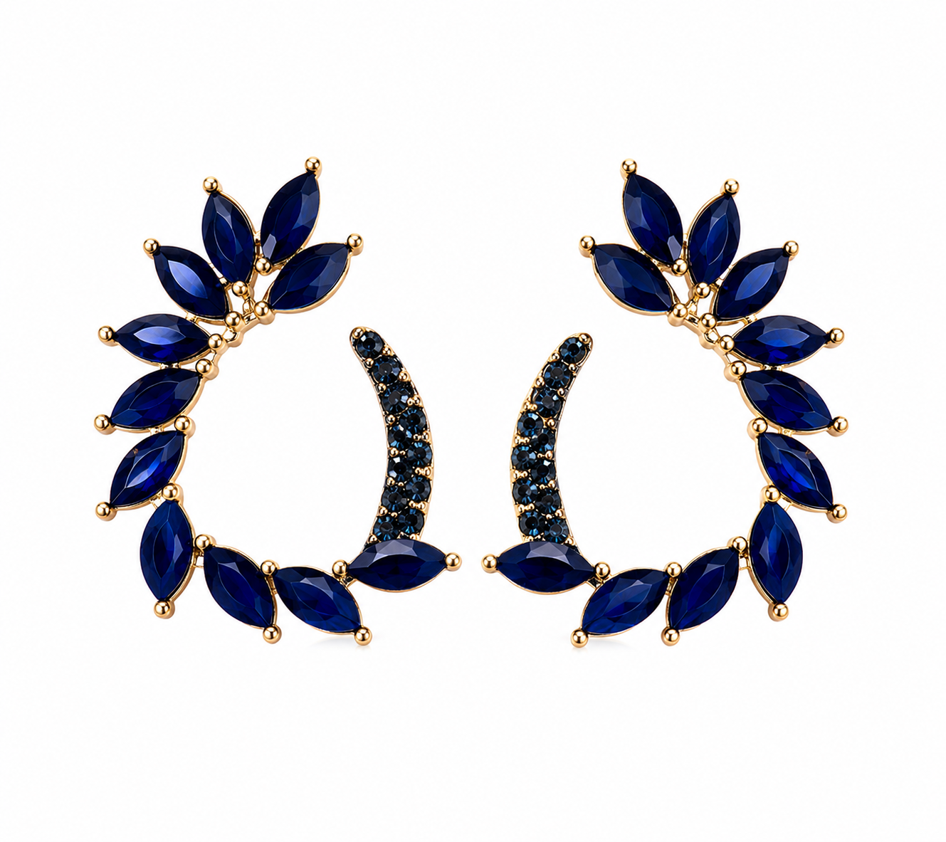 Vintažiniai stiklo auskarai „Loop“ ✨- Royal Blue