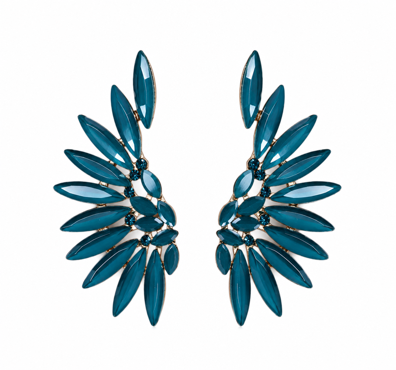 Vintažiniai stiklo auskarai „Angel Wings“ ✨- Teal Green