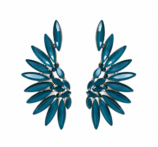 Vintažiniai stiklo auskarai „Angel Wings“ ✨- Teal Green