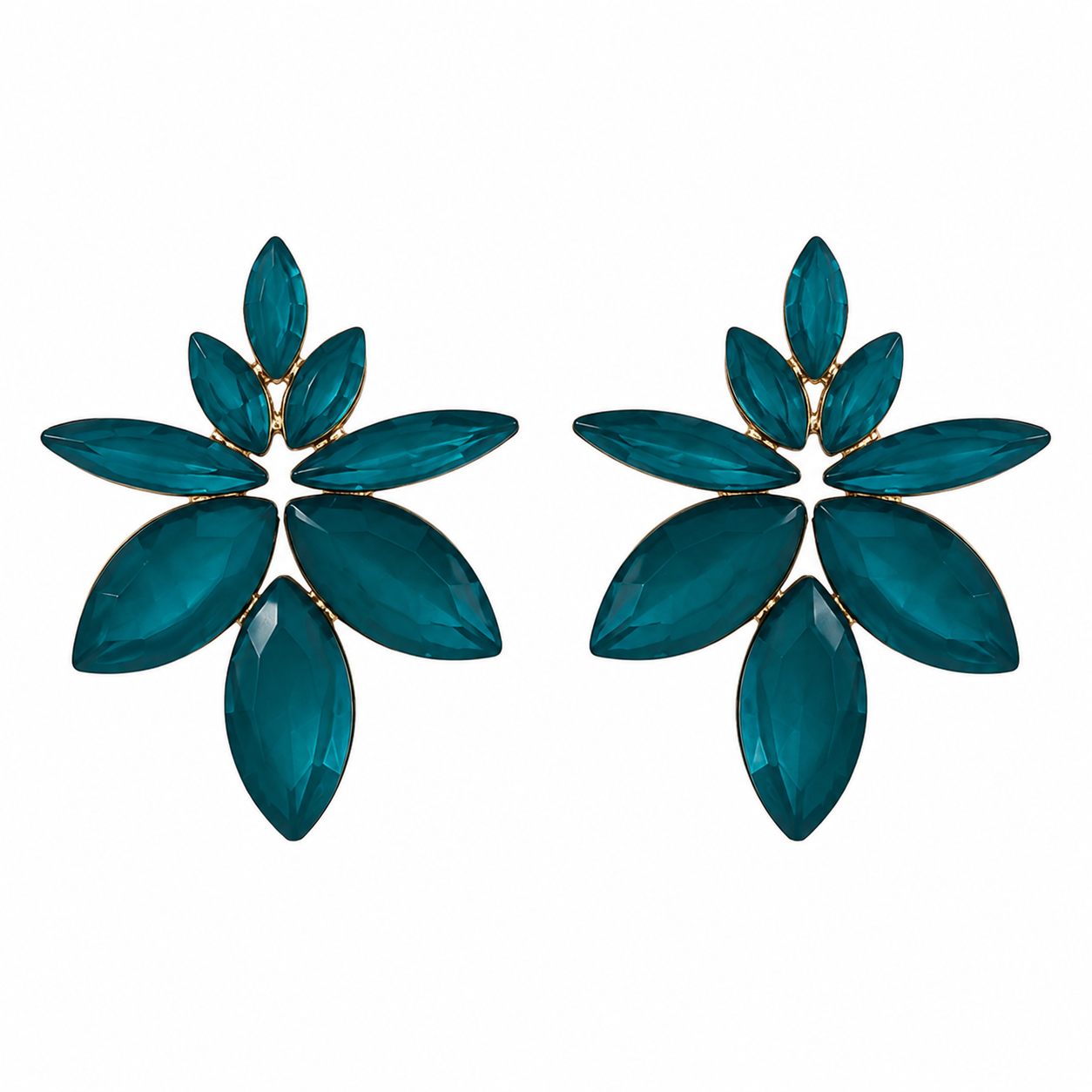 Vintažiniai stiklo auskarai „Flowers“ ✨- Teal Green