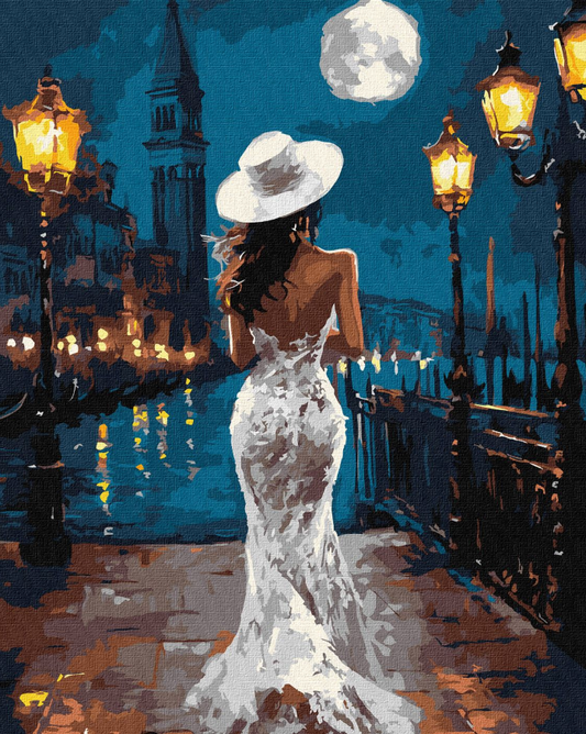 Tapyba pagal skaičius: DAMA MĖNESIENOJE 40x50 cm