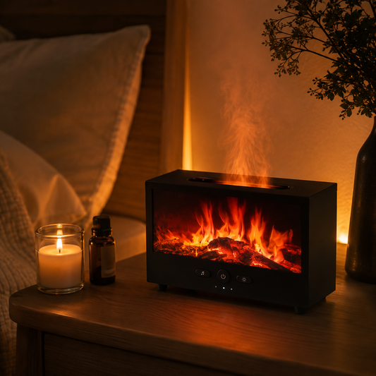 Flame Sound aromato difuzorius su liepsnos efektu ir gamtos garsais
