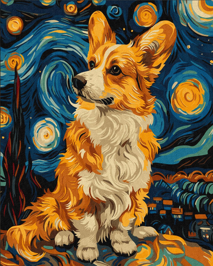 Maalaus numeroiden mukaan: VIEHÄTTÄVÄ CORGI 40x50 cm
