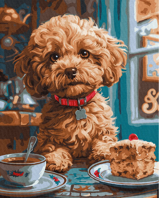 Tapyba pagal skaičius: MALTIPOO KAVINĖJE 40x50 cm