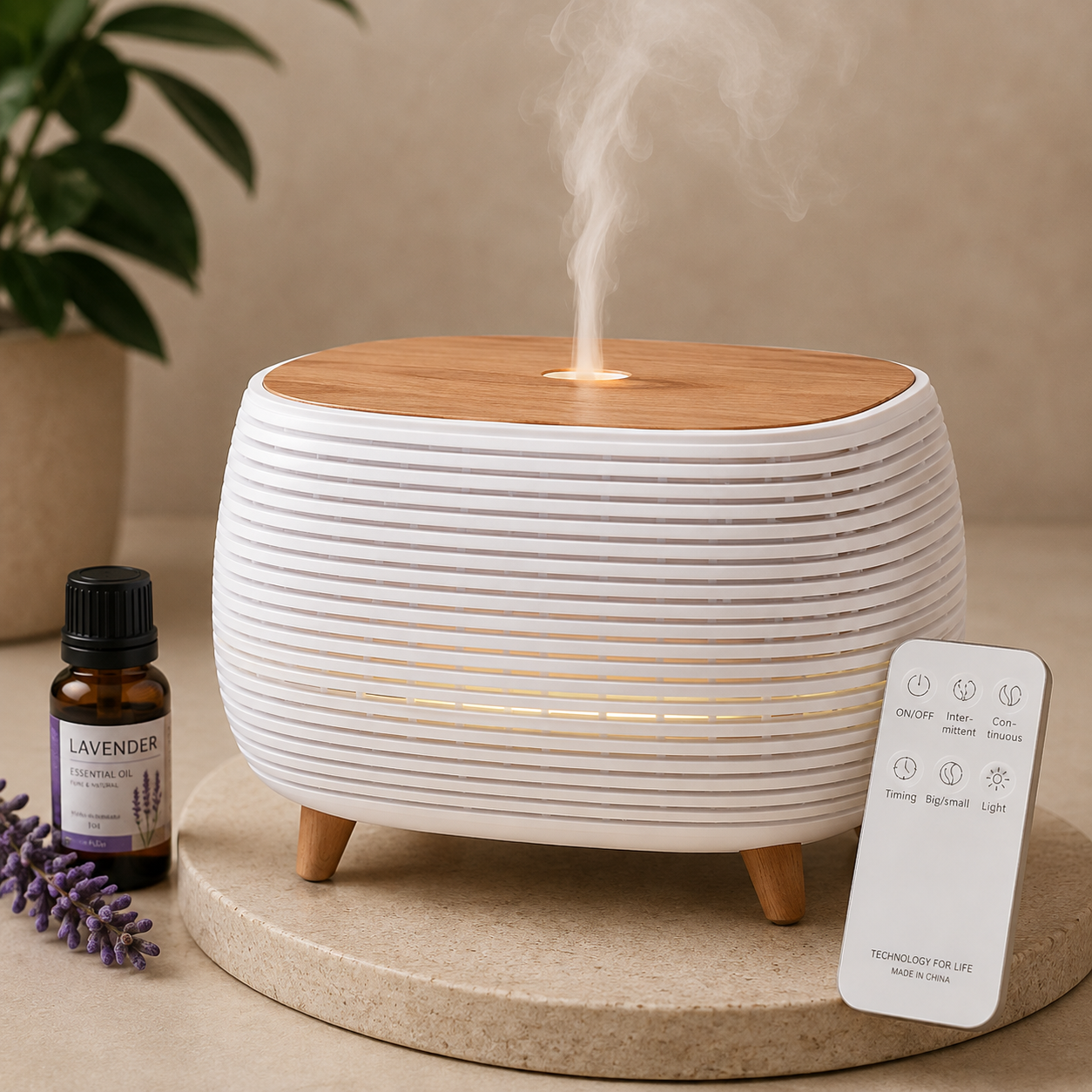 Nordic Wave aromato difuzorius su spalvotu LED apšvietimu