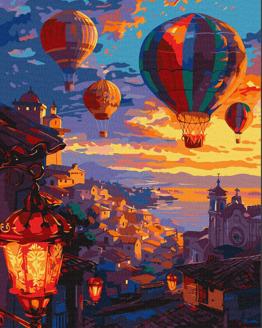 Tapyba pagal skaičius: ORO BALIONŲ SKRYDIS 40x50 cm