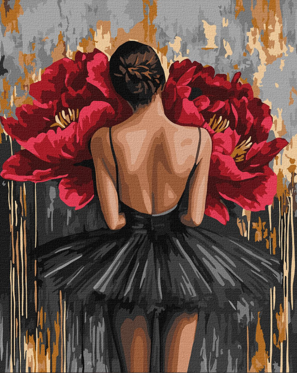 Tapyba pagal skaičius: RAUDONUOSE BIJŪNUOSE 40x50 cm