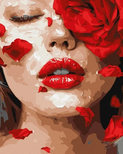 Tapyba pagal skaičius: ROŽIŲ ŽIEDLAPIAI 40x50 cm