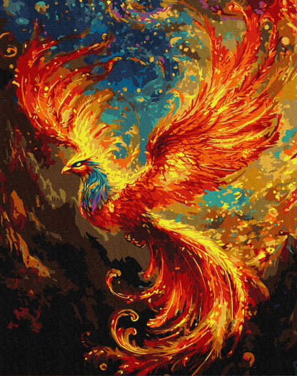 Tapyba pagal skaičius: UGNINIS PAUKŠTIS 40x50 cm