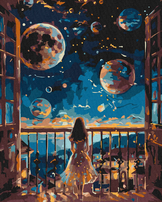 Tapyba pagal skaičius: UŽBURIANTI NAKTIS 40x50 cm