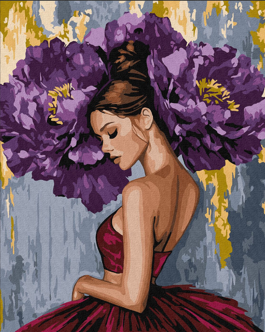 Tapyba pagal skaičius: VIOLETINIUOSE BIJŪNUOSE 40x50 cm