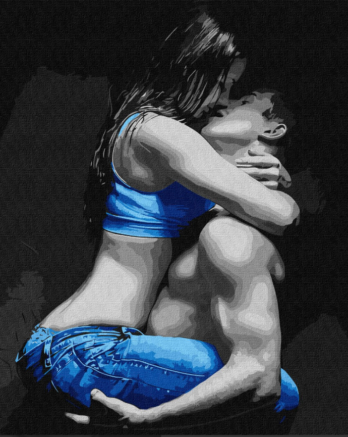 Tapyba pagal skaičius: AISTRINGAS APKABINIMAS 40x50 cm